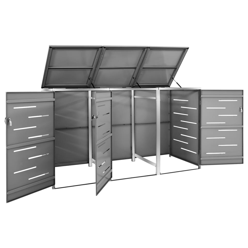 Stockage de conteneur Vidaxl Triple 207x77.5x112,5 cm en acier inoxydable