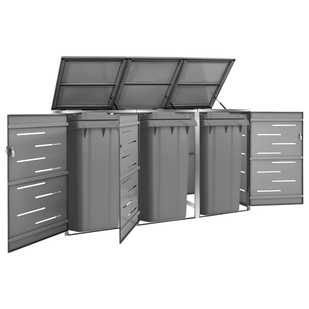 Stockage de conteneur Vidaxl Triple 207x77.5x112,5 cm en acier inoxydable