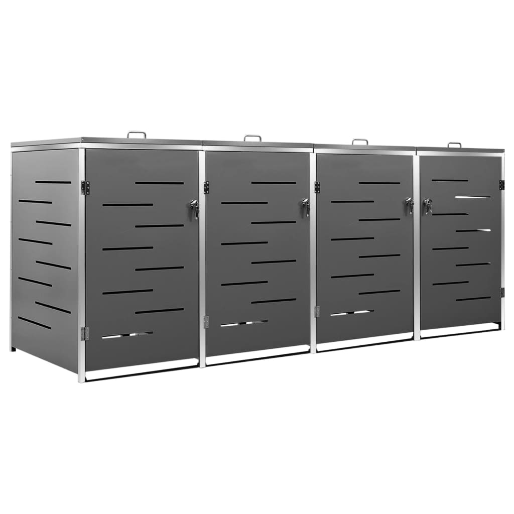 Stockage de conteneurs vidaxl quatre -double 276.5x77.5x112,5 cm en acier inoxydable