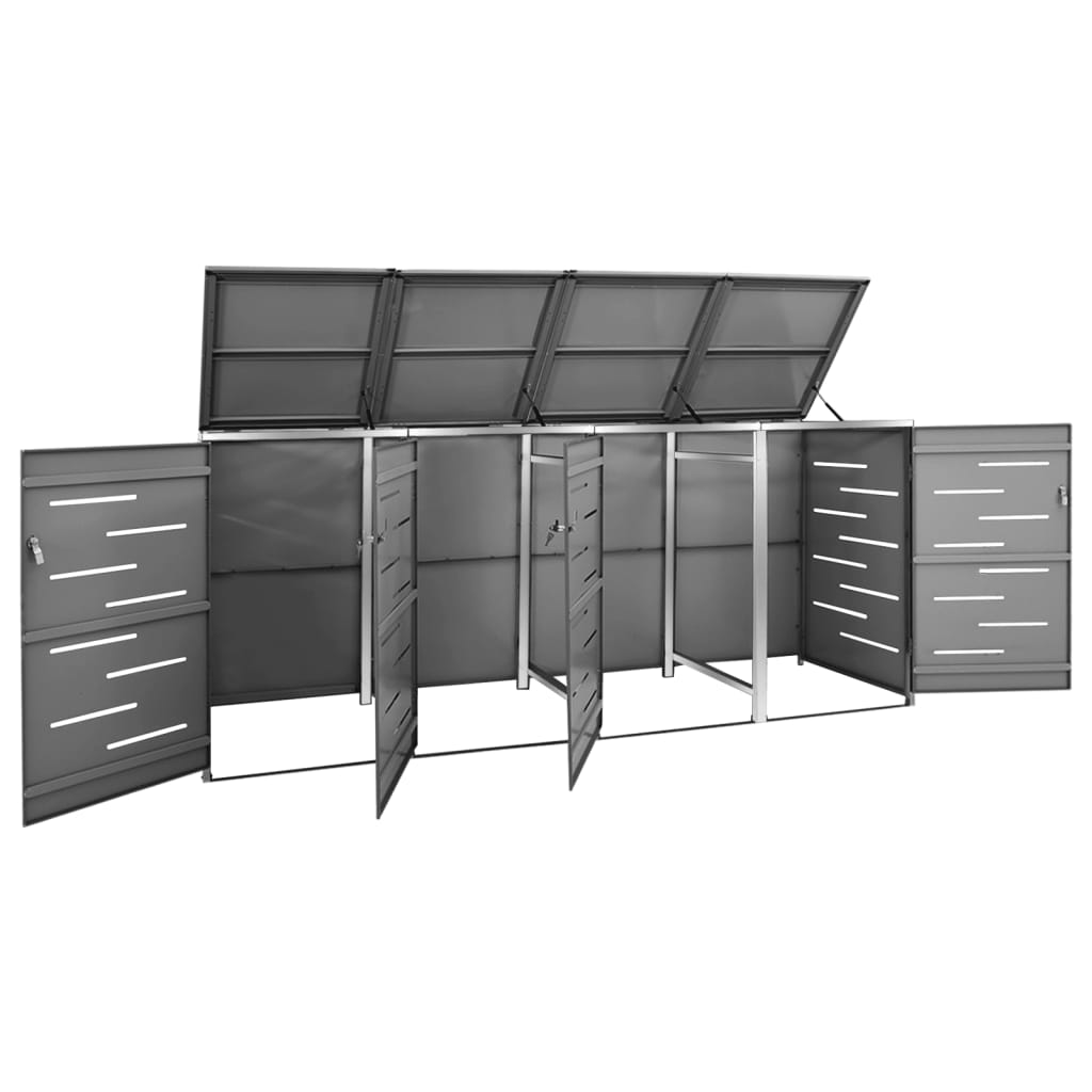Stockage de conteneurs vidaxl quatre -double 276.5x77.5x112,5 cm en acier inoxydable