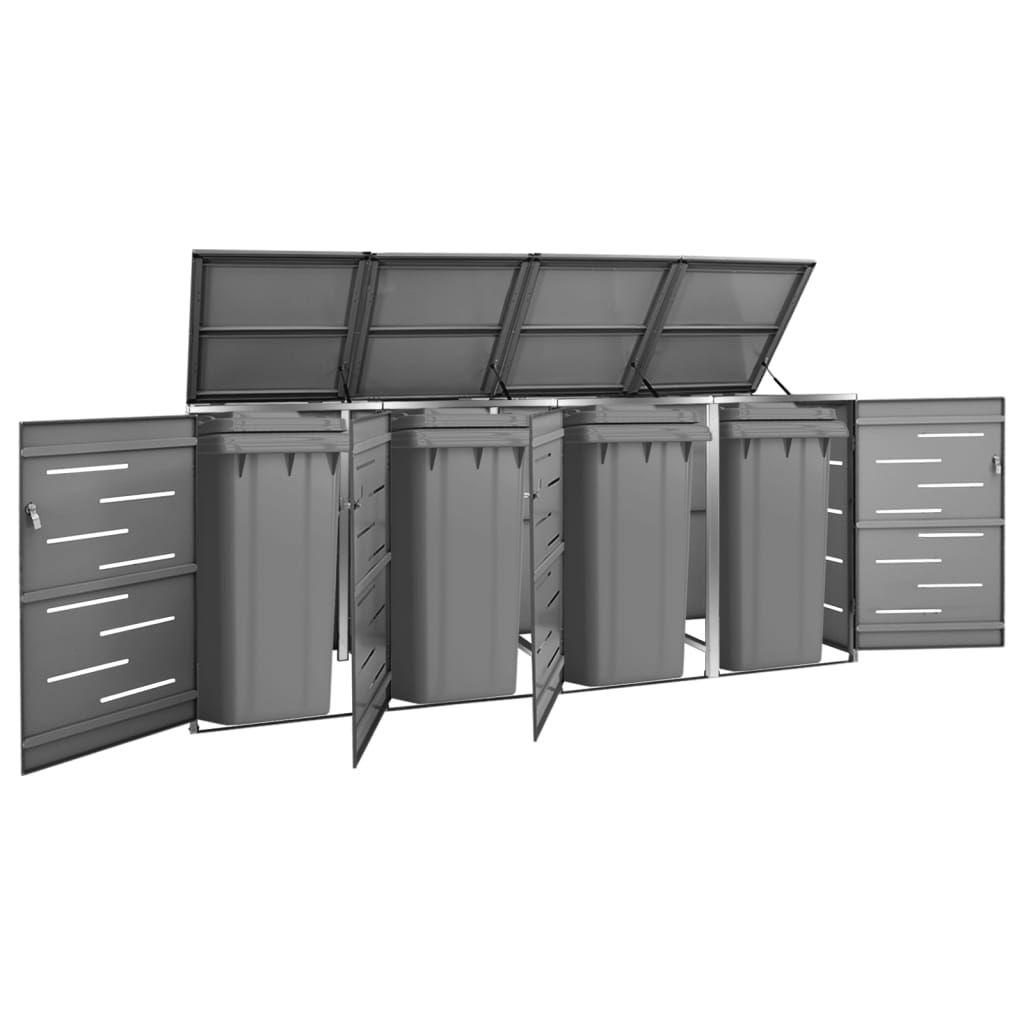 Stockage de conteneurs vidaxl quatre -double 276.5x77.5x112,5 cm en acier inoxydable
