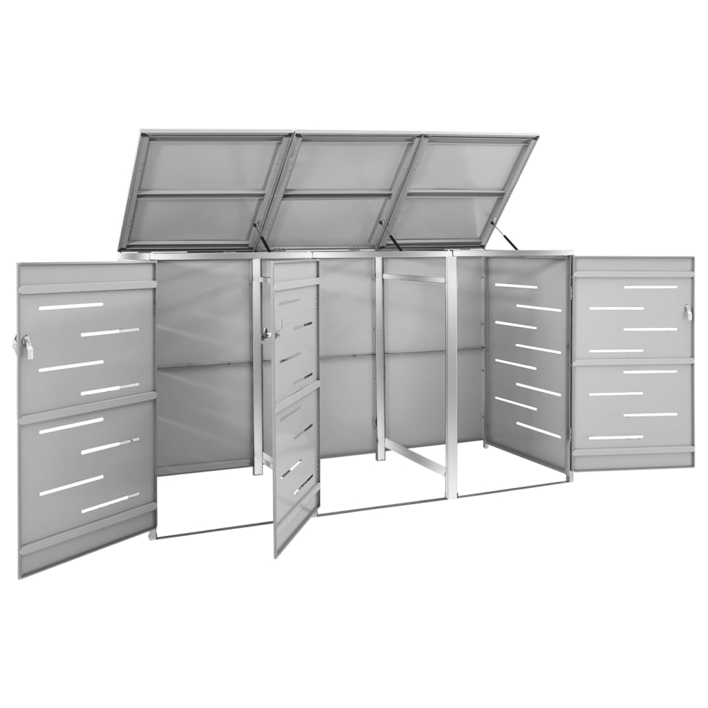 Stockage de conteneur Vidaxl Triple 207x77.5x112,5 cm en acier inoxydable