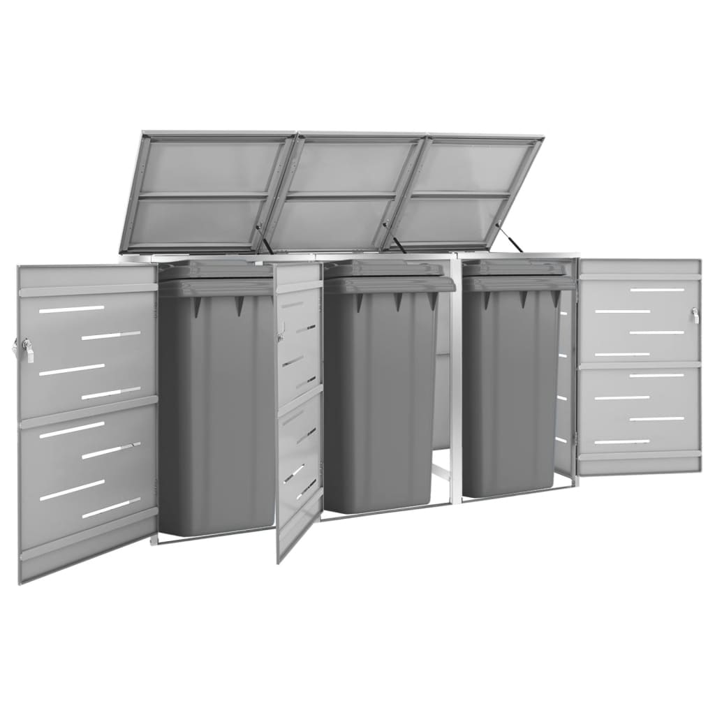 Stockage de conteneur Vidaxl Triple 207x77.5x112,5 cm en acier inoxydable