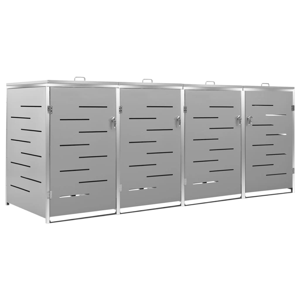 Stockage de conteneurs vidaxl quatre -double 276.5x77.5x112,5 cm en acier inoxydable