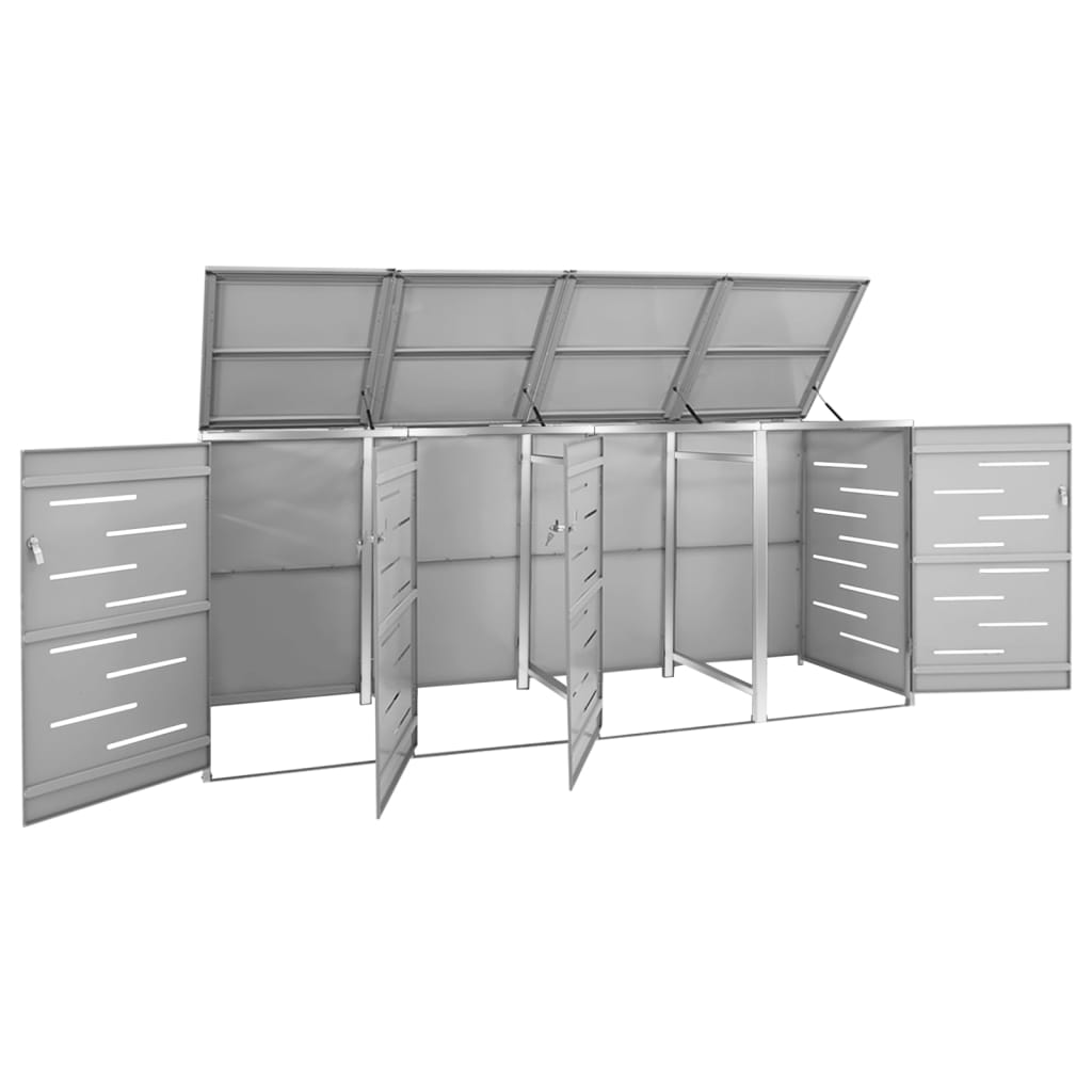 Stockage de conteneurs vidaxl quatre -double 276.5x77.5x112,5 cm en acier inoxydable