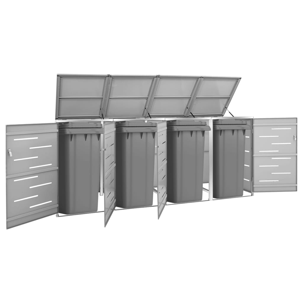 Stockage de conteneurs vidaxl quatre -double 276.5x77.5x112,5 cm en acier inoxydable