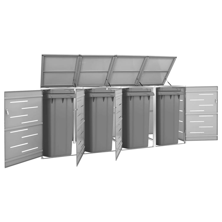Stockage de conteneurs vidaxl quatre -double 276.5x77.5x112,5 cm en acier inoxydable