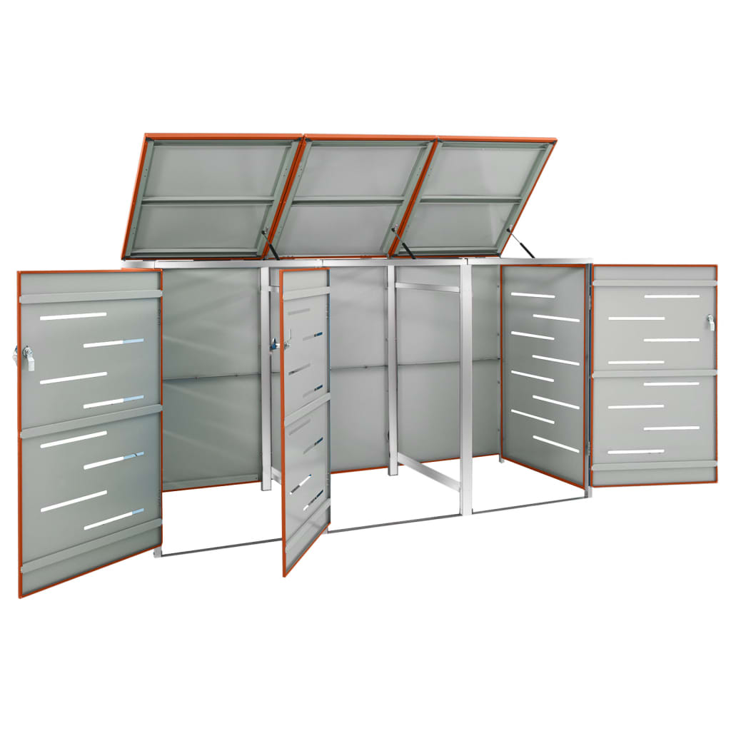 Stockage de conteneur Vidaxl Triple 207x77.5x112,5 cm en acier inoxydable