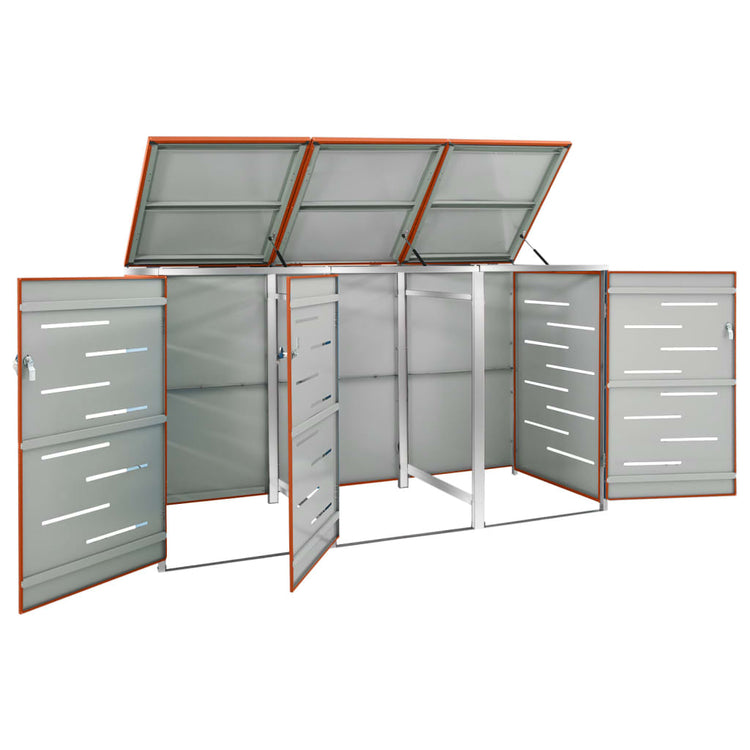 Stockage de conteneur Vidaxl Triple 207x77.5x112,5 cm en acier inoxydable