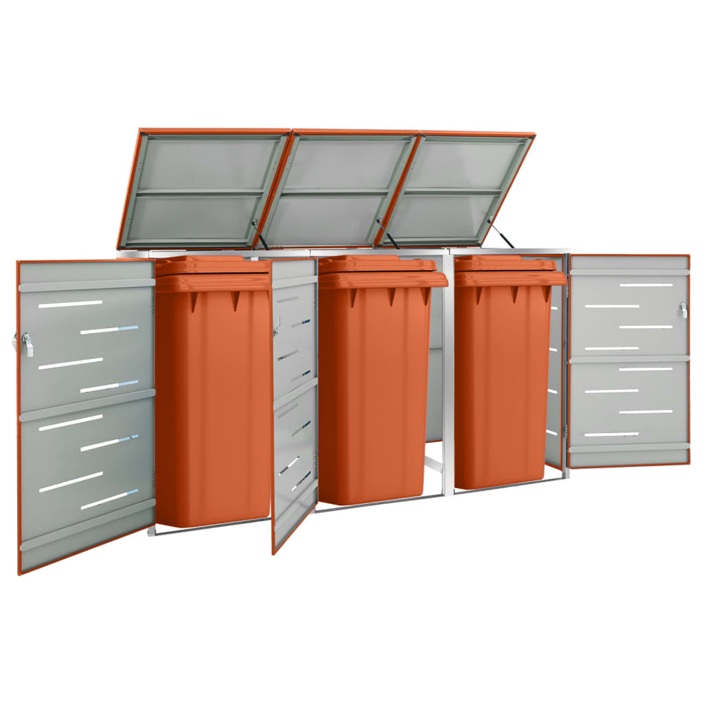 Stockage de conteneur Vidaxl Triple 207x77.5x112,5 cm en acier inoxydable