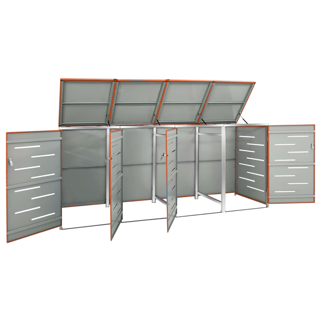 Stockage de conteneurs vidaxl quatre -double 276.5x77.5x112,5 cm en acier inoxydable