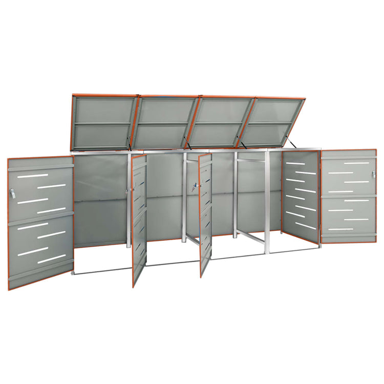 Stockage de conteneurs vidaxl quatre -double 276.5x77.5x112,5 cm en acier inoxydable