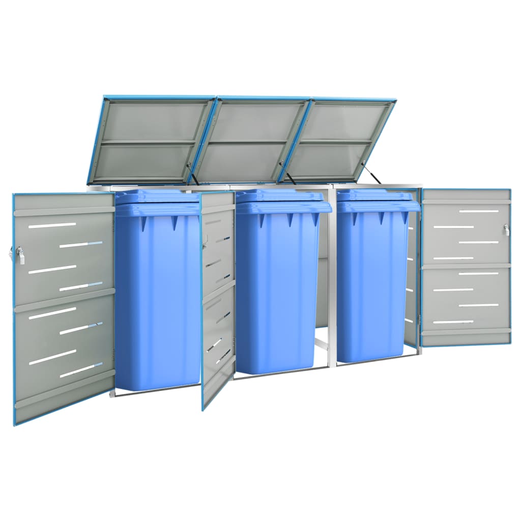 Stockage de conteneur Vidaxl Triple 207x77.5x112,5 cm en acier inoxydable