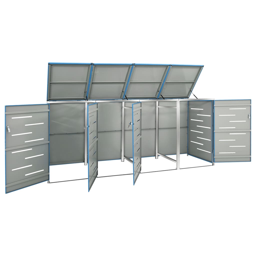 Stockage de conteneurs vidaxl quatre -double 276.5x77.5x112,5 cm en acier inoxydable