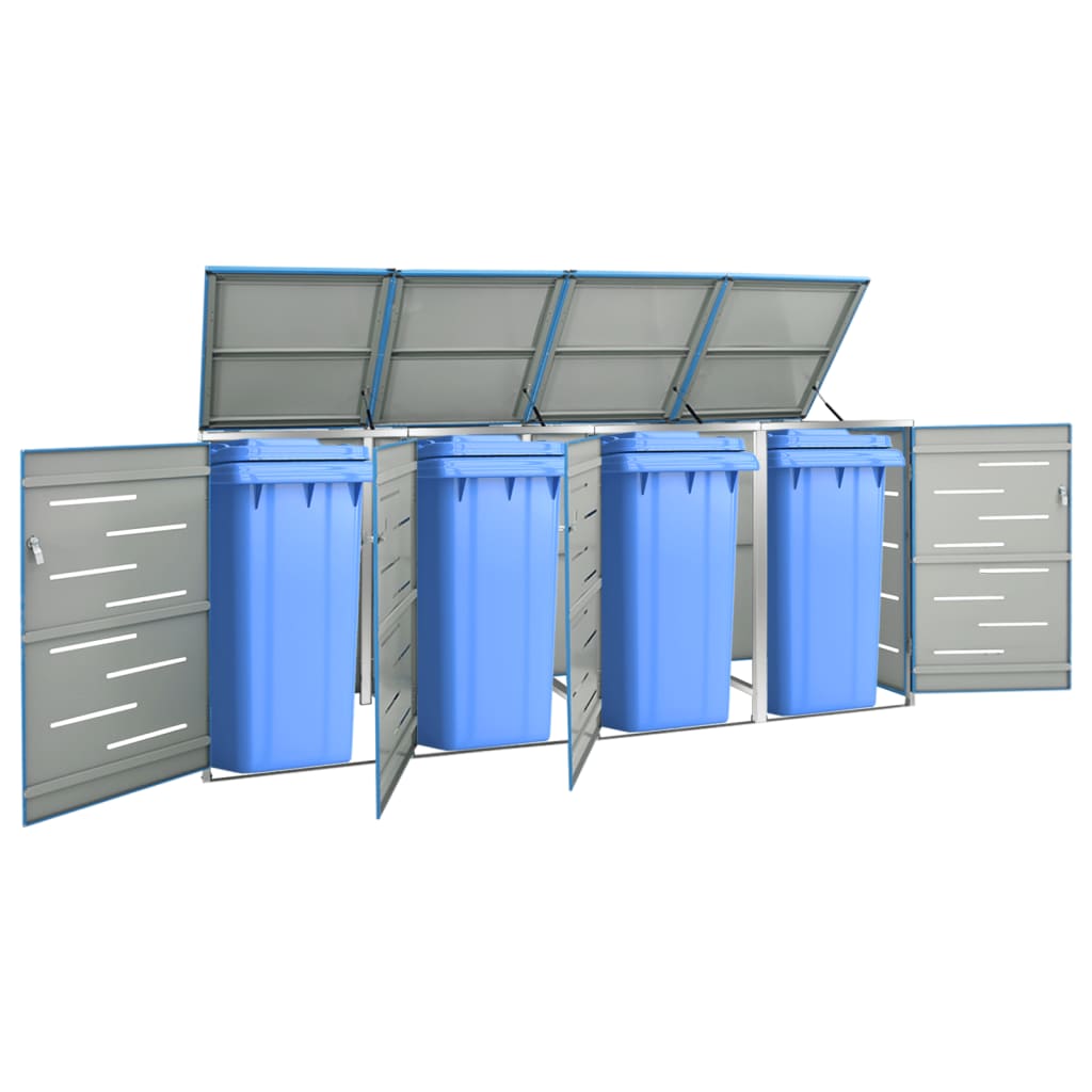Stockage de conteneurs vidaxl quatre -double 276.5x77.5x112,5 cm en acier inoxydable