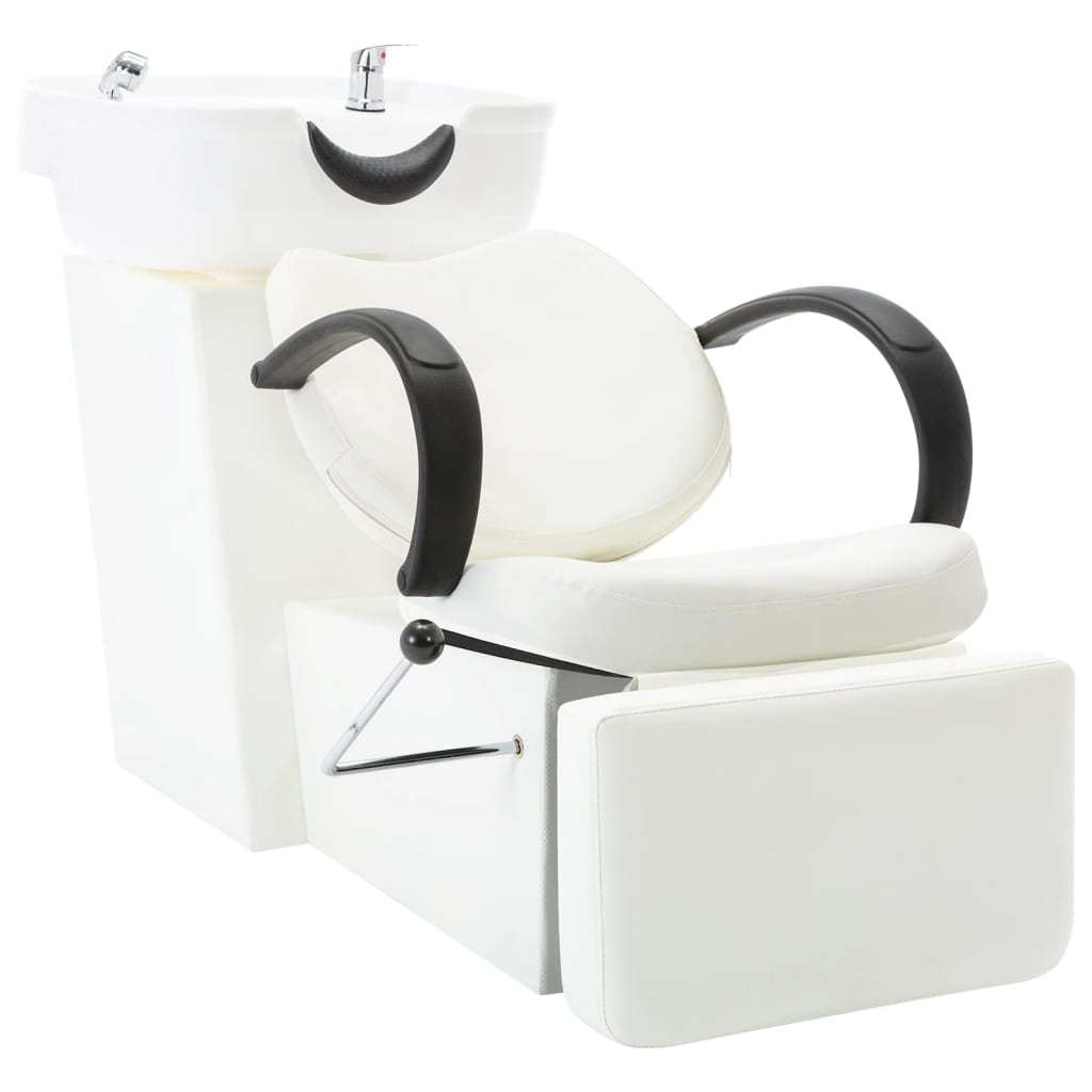 Vidaxl Lavage avec lavabo en cuir artificiel blanc
