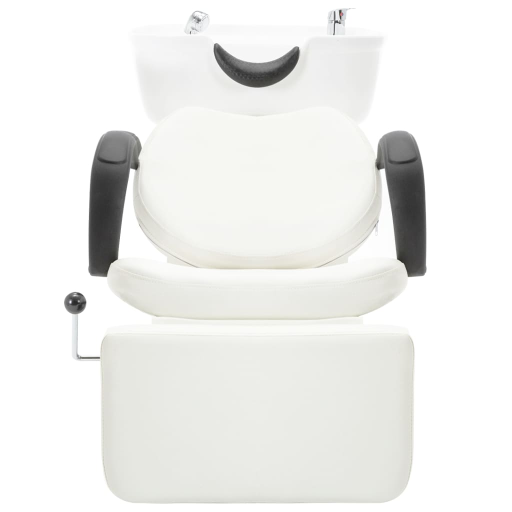 Vidaxl Lavage avec lavabo en cuir artificiel blanc