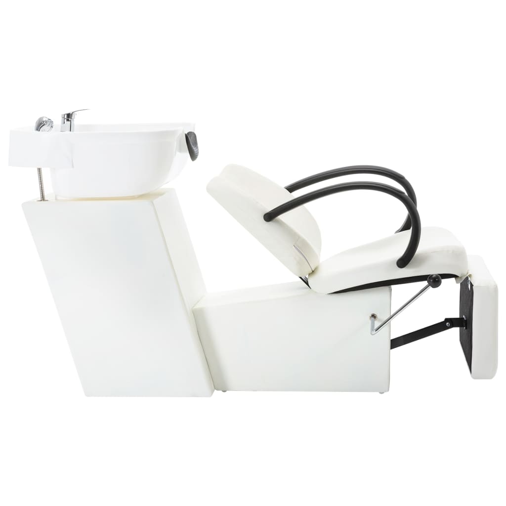 Vidaxl Lavage avec lavabo en cuir artificiel blanc