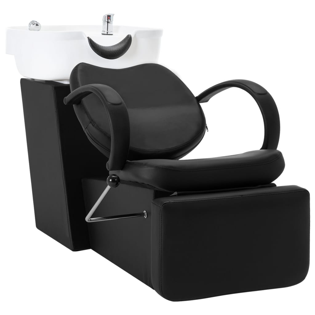 Vidaxl Lavage avec lavabo en cuir artificiel noir et blanc