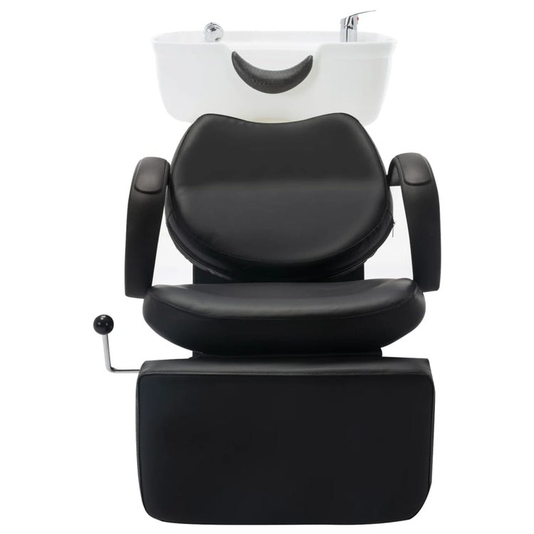 Vidaxl Lavage avec lavabo en cuir artificiel noir et blanc