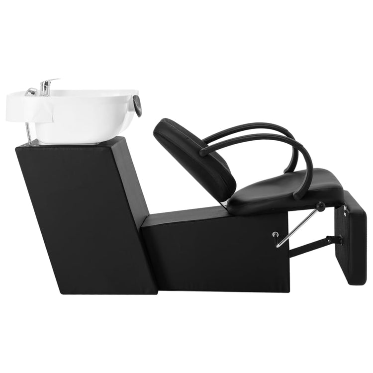 Vidaxl Lavage avec lavabo en cuir artificiel noir et blanc