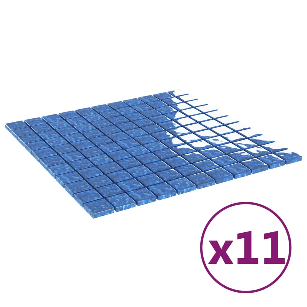 Vidaxl Mosaic Tiles 11 St 30x30 cm Bleu en verre