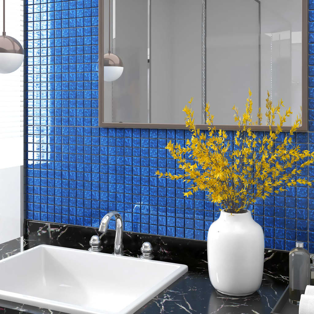 Vidaxl Mosaic Tiles 11 St 30x30 cm Bleu en verre