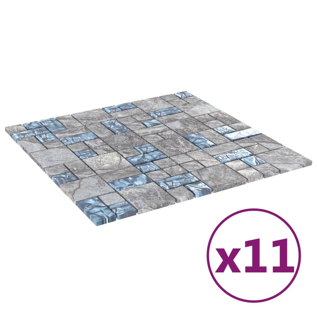 Vidaxl Mosaic Tiles 11 PCS 30x30 cm Green et bleu