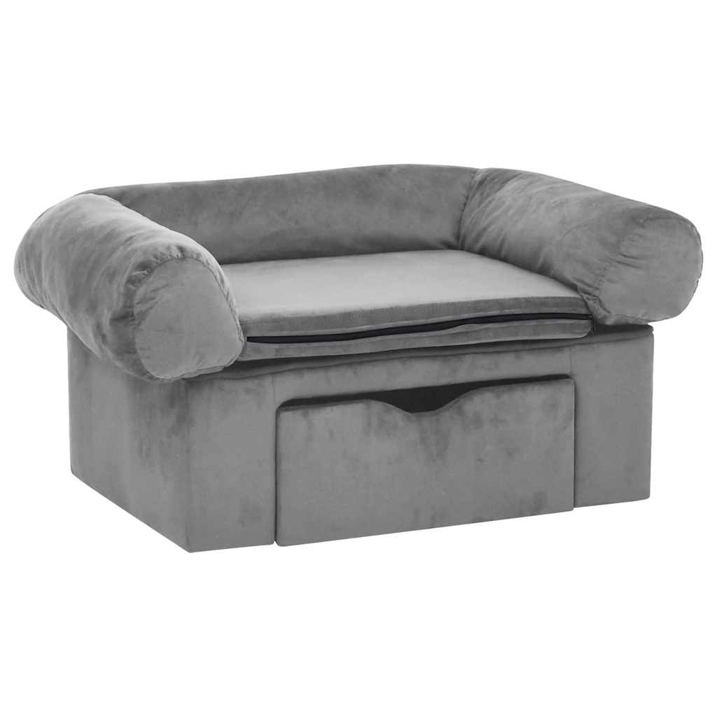 Banque de chien Vidaxl avec tiroir 75x50x38 cm Gray en peluche