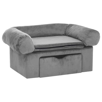Banque de chien Vidaxl avec tiroir 75x50x38 cm Gray en peluche