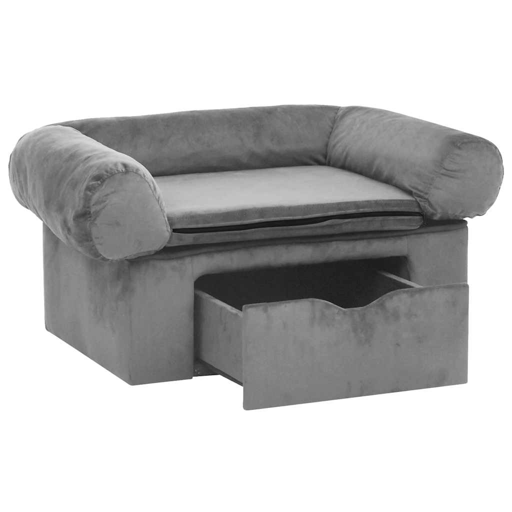 Banque de chien Vidaxl avec tiroir 75x50x38 cm Gray en peluche