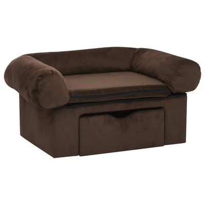 Banque de chiens Vidaxl avec tiroir 75x50x38 cm brun en peluche