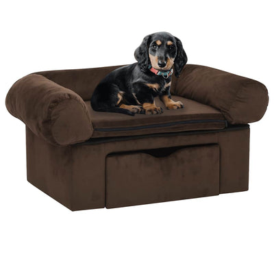 Banque de chiens Vidaxl avec tiroir 75x50x38 cm brun en peluche