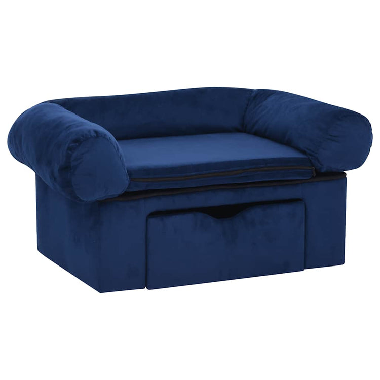 Banque de chien vidaxl avec tiroir 75x50x38 cm bleu en peluche