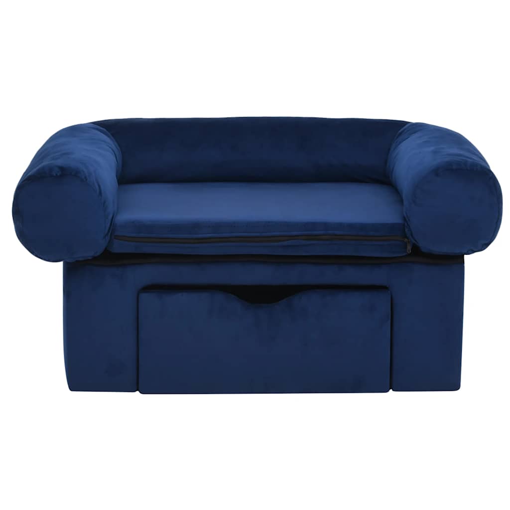 Banque de chien vidaxl avec tiroir 75x50x38 cm bleu en peluche