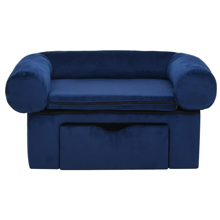 Banque de chien vidaxl avec tiroir 75x50x38 cm bleu en peluche