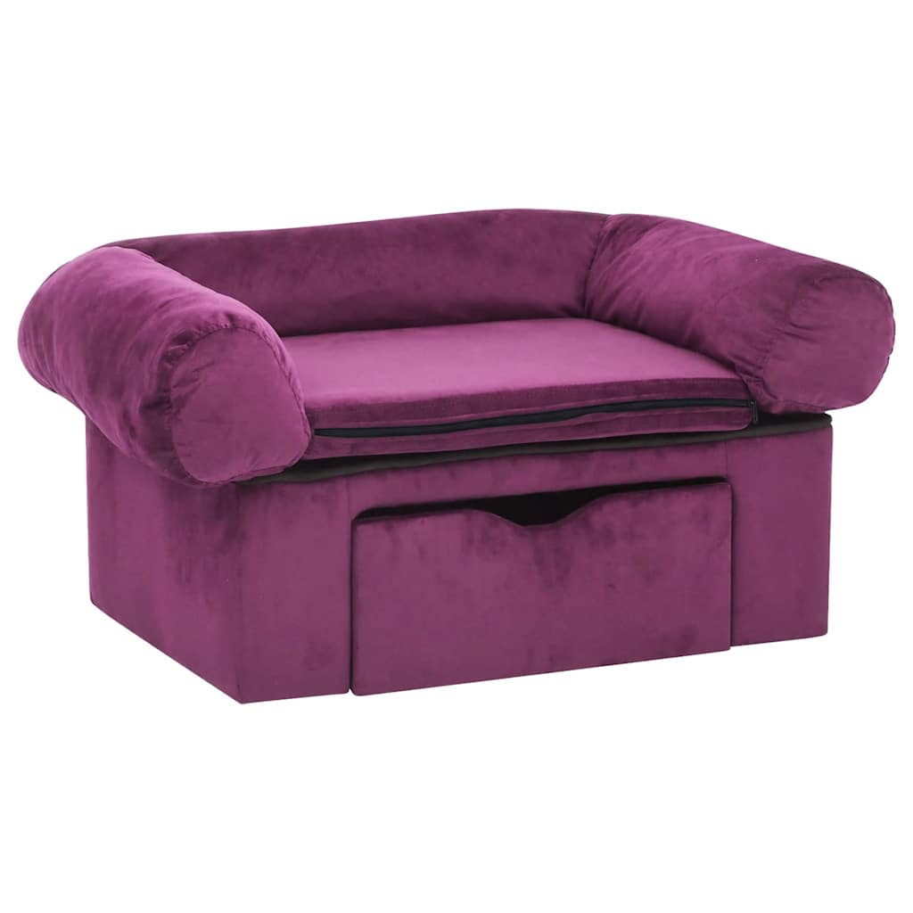 Vidaxl Dog Bank avec tiroir 75x50x38 cm en peluche bordeaux rouge