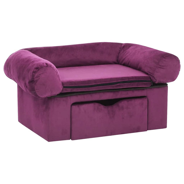Vidaxl Dog Bank avec tiroir 75x50x38 cm en peluche bordeaux rouge