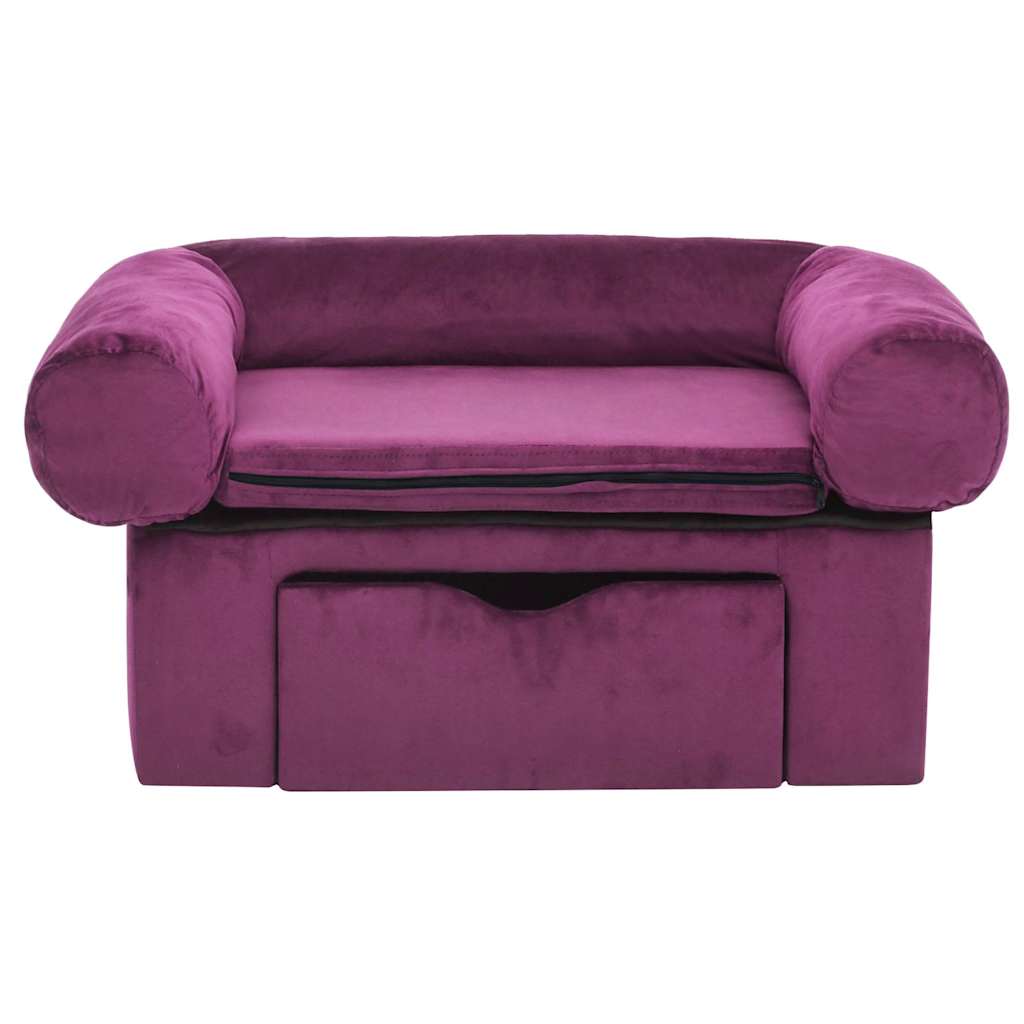 Vidaxl Dog Bank avec tiroir 75x50x38 cm en peluche bordeaux rouge