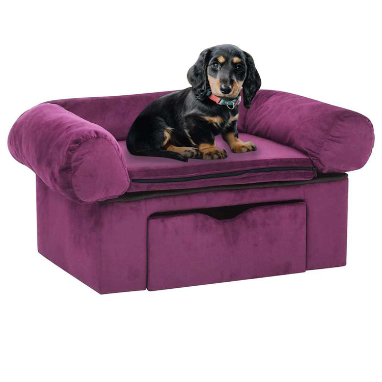 Vidaxl Dog Bank avec tiroir 75x50x38 cm en peluche bordeaux rouge