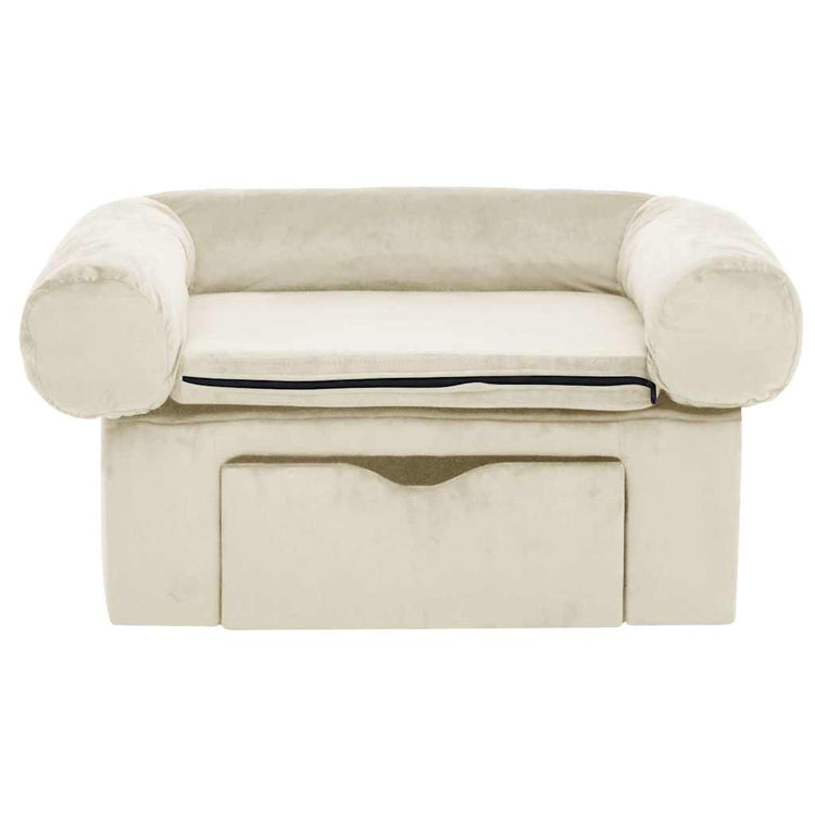 Banque de chiens Vidaxl avec tiroir 75x50x38 cm Crème en peluche -colore