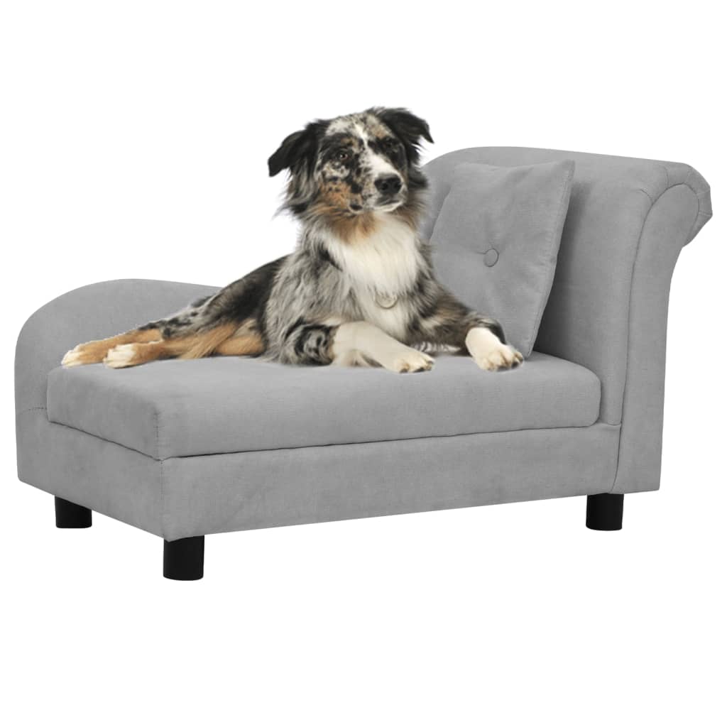 Vidaxl Dog Bank avec coussin 83x44x44 cm Gray en peluche