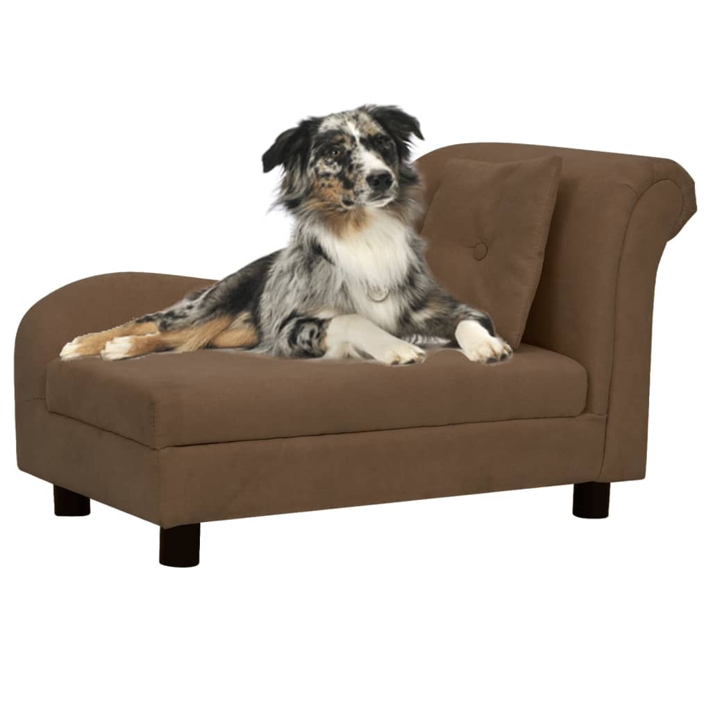 Vidaxl Dog Bank avec coussin 83x44x44 cm Brun en peluche