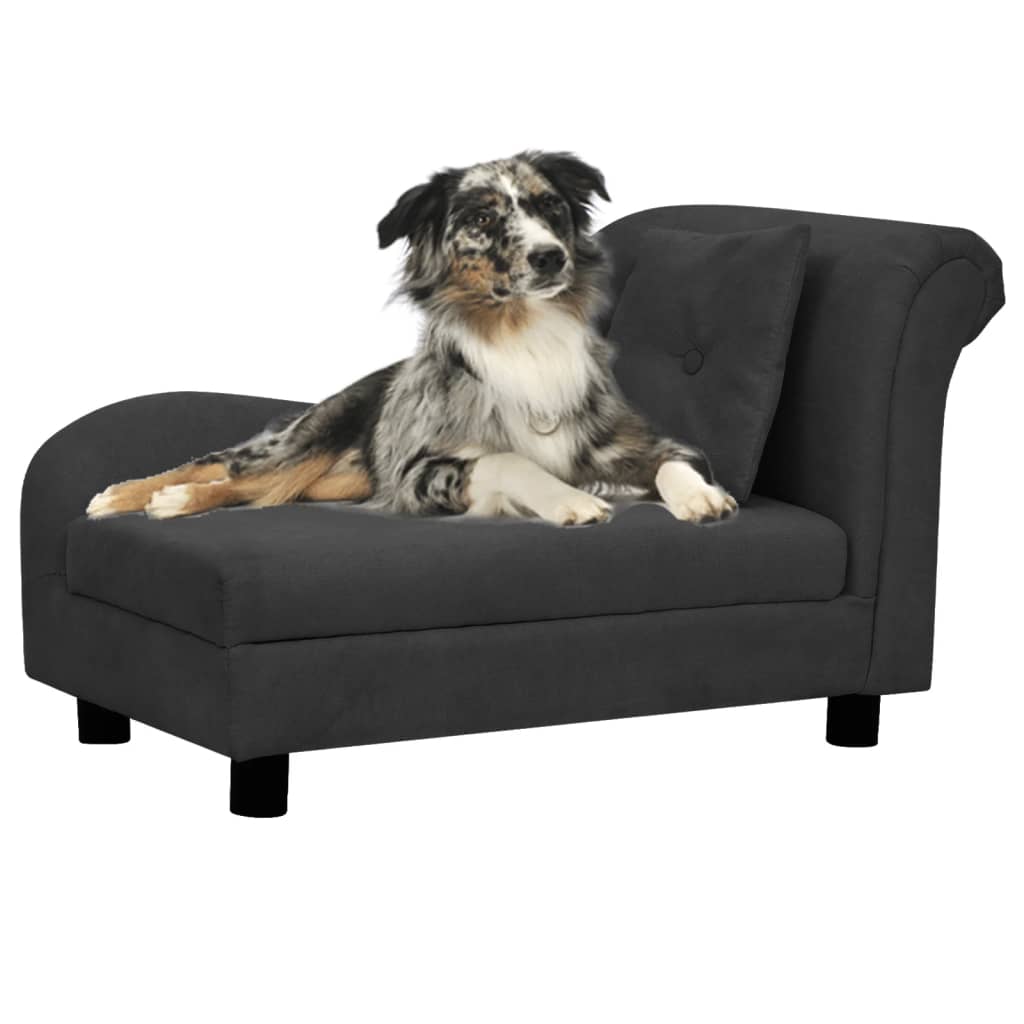 Vidaxl Dog Bank avec coussin 83x44x44 cm en peluche noir