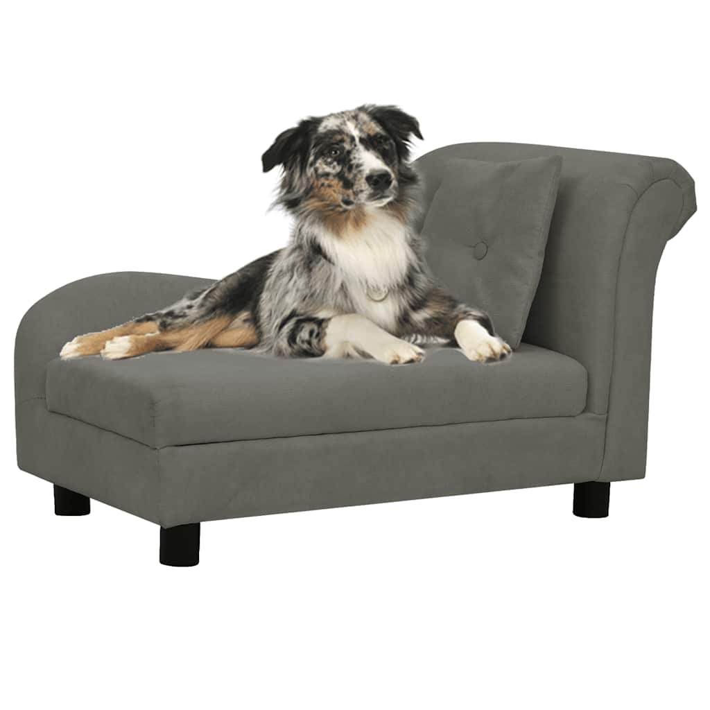 Vidaxl Dog Bank avec coussin 83x44x44 cm en peluche gris foncé