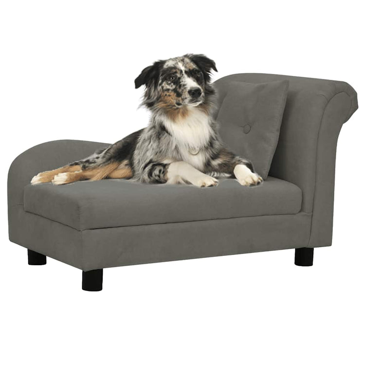Vidaxl Dog Bank avec coussin 83x44x44 cm en peluche gris foncé