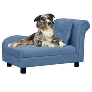 Vidaxl Dog Bank avec coussin 83x44x44 cm Bleu en peluche - afbeelding 1