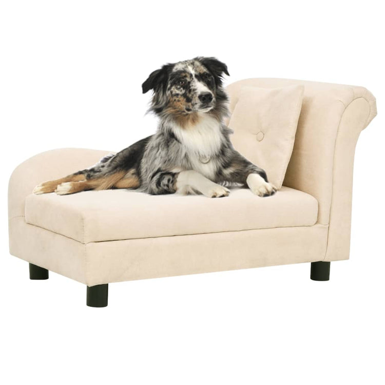 Banque de chiens Vidaxl avec coussin 83x44x44 cm Crème en peluche -colore