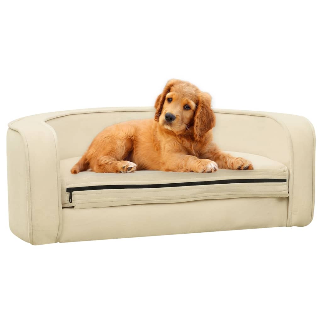 Vidaxl Dog Bank pliable 73x67x26 cm Crème en peluche -colore