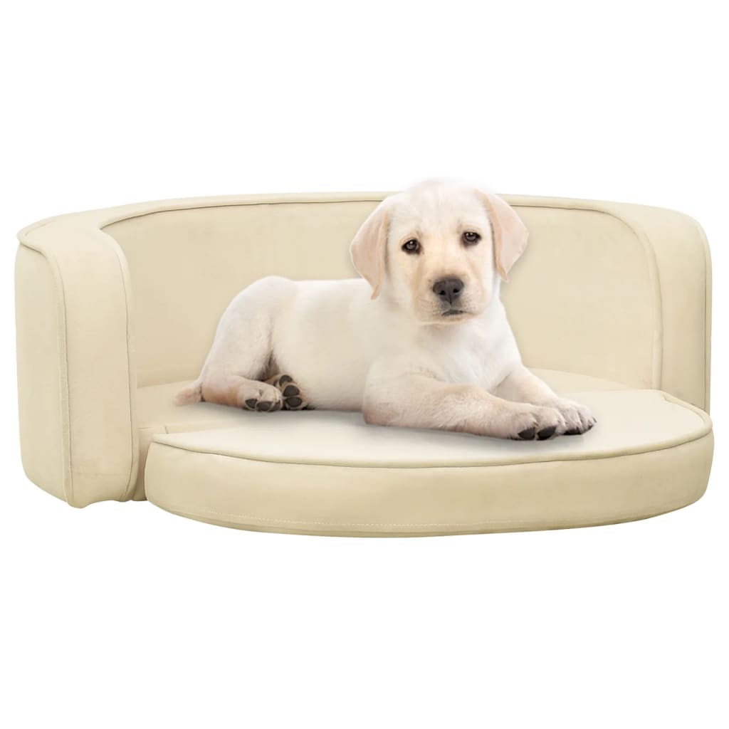 Vidaxl Dog Bank pliable 73x67x26 cm Crème en peluche -colore
